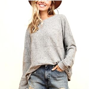Relaxed Fit Gray Waffle Knit Sweater – Everyday Cozy Vibes